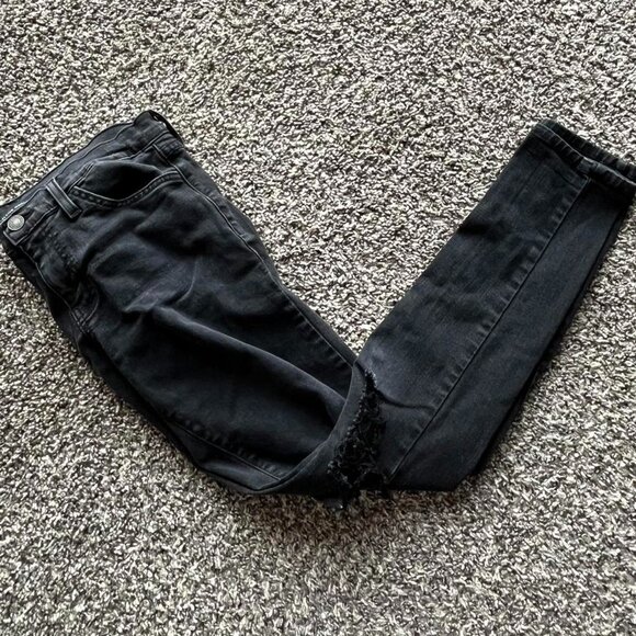 Flying Monkey Black Distressed Skinny Jeans, Womens Size 29, Low Rise Denim - Picture 1 of 7